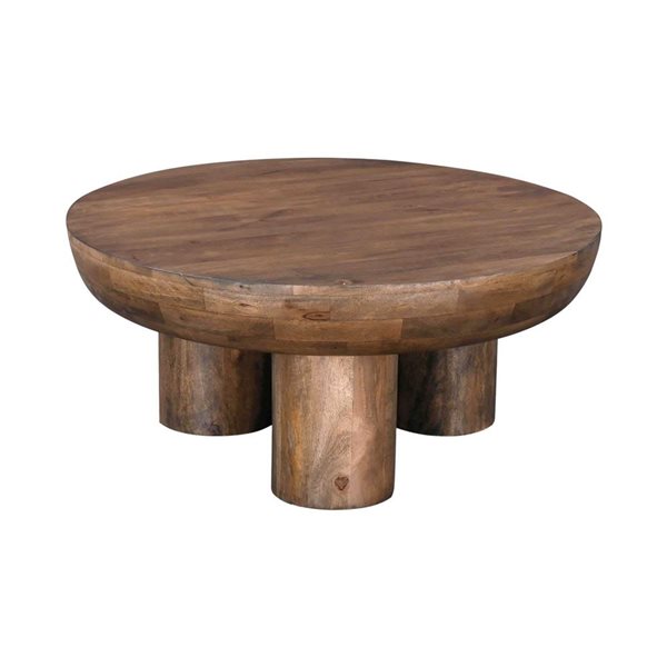 LH Home Wilder Midcentury Round 3-Leg Wood Coffee Table - Dark Brown