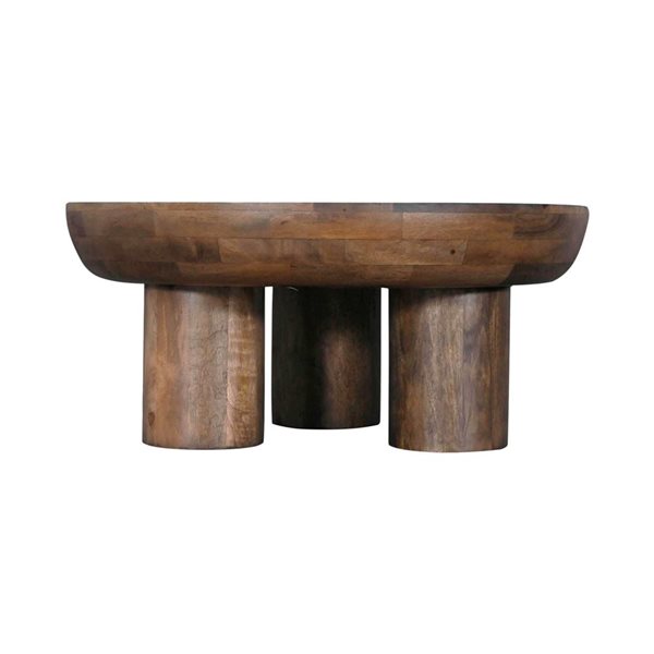 LH Home Wilder Midcentury Round 3-Leg Wood Coffee Table - Dark Brown