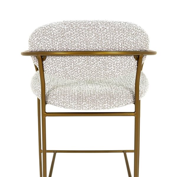 LH Home Oasis Modern Light Grey Polyester Arm Counter Stool with Brass Metal Frame