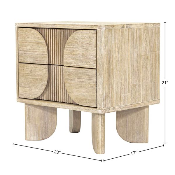 LH Home Haru 23-in W Modern Acacia Wood Nightstand - Light Beige