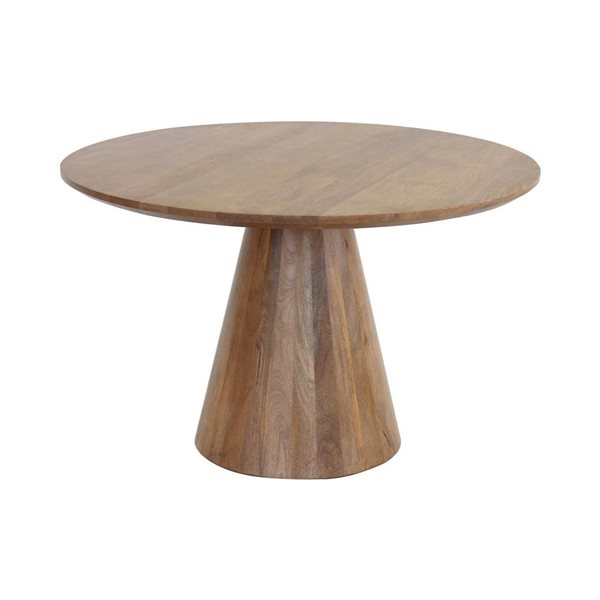 LH Home Peyton 47-in Modern Pedestal Base Mango Wood Frame Round Dining Table - Honey