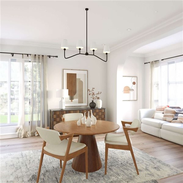 LH Home Peyton 47-in Modern Pedestal Base Mango Wood Frame Round Dining Table - Honey