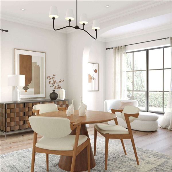 LH Home Peyton 47-in Modern Pedestal Base Mango Wood Frame Round Dining Table - Honey