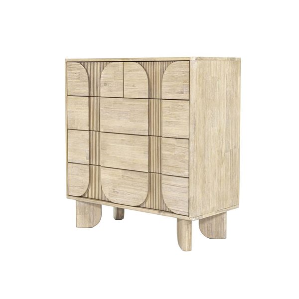 LH Home Haru Modern Rectangle 5-Drawer Acacia Wood Chest - Light Brown