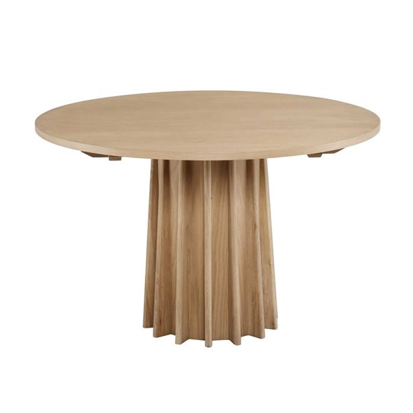 LH Home Sculpture 47-in Modern Pedestal Base Oak Wood Round Dining Table - Natural