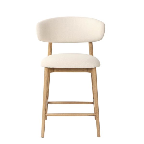 LH Home Milo Modern Off-White Polyester Seat/Back Counter Stool with Wood Frame