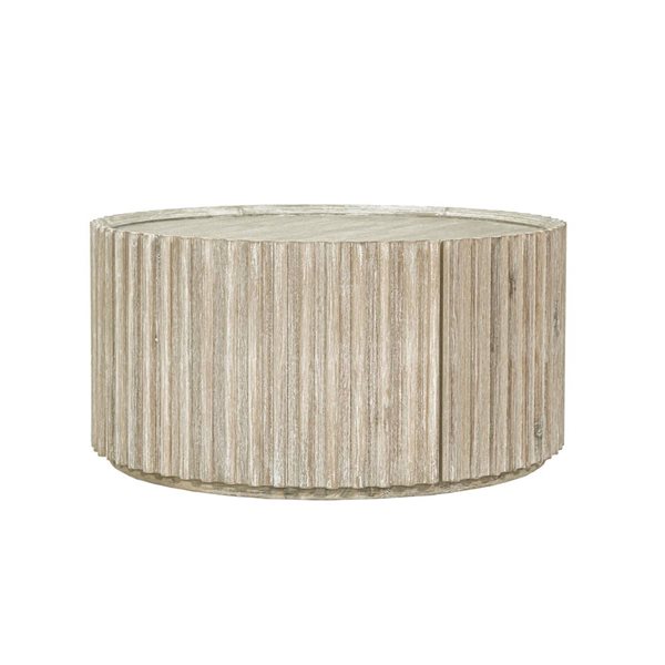 LH Home Oasis Scandinavian Round Washed Wood Coffee Table - Off-White