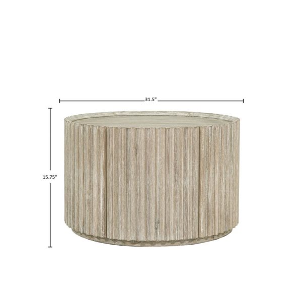 LH Home Oasis Scandinavian Round Washed Wood Coffee Table - Off-White