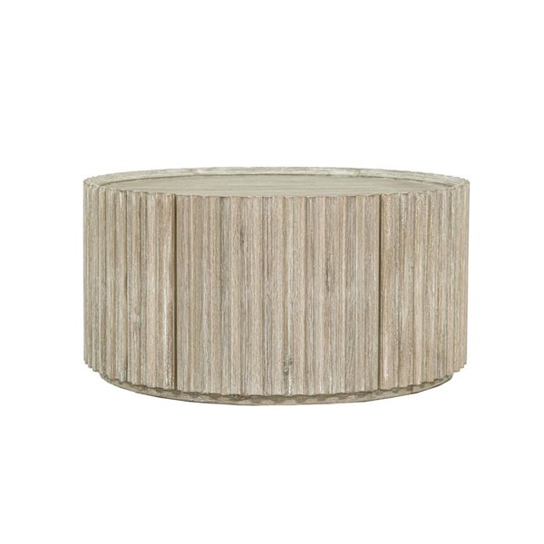 LH Home Oasis Scandinavian Round Washed Wood Coffee Table - Off-White