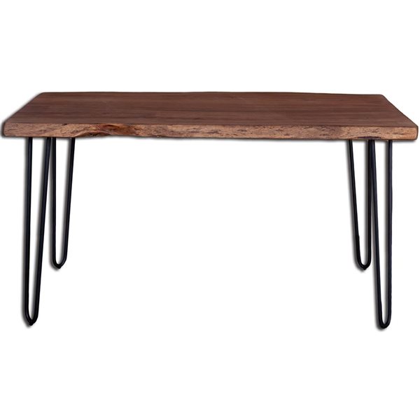 LH Home Organic 58-in Rustic Four Legged Wood Top Black Iron Frame Dining Table - Matte Brown