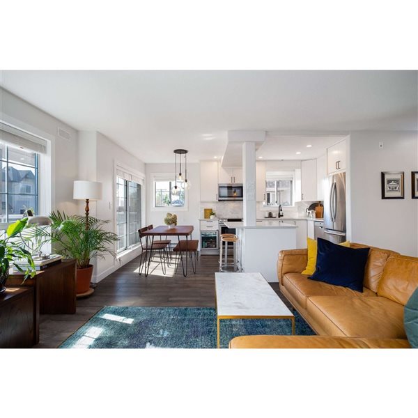 LH Home Organic 58-in Rustic Four Legged Wood Top Black Iron Frame Dining Table - Matte Brown