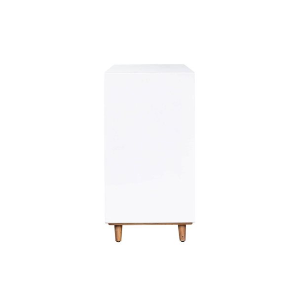 LH Home Casablanca 34.2-in Modern 6-Drawer Pine Wood Dresser - Rustic Natural / White Lacquer