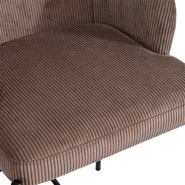 LH Home Allegra Modern Black Metal Counter Arm Stool - Corduroy Brown Polyester Seat