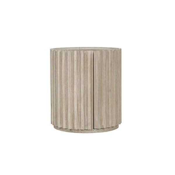 LH Home Oasis 17.72-in Round Natural Wood Drum Table - Off-White