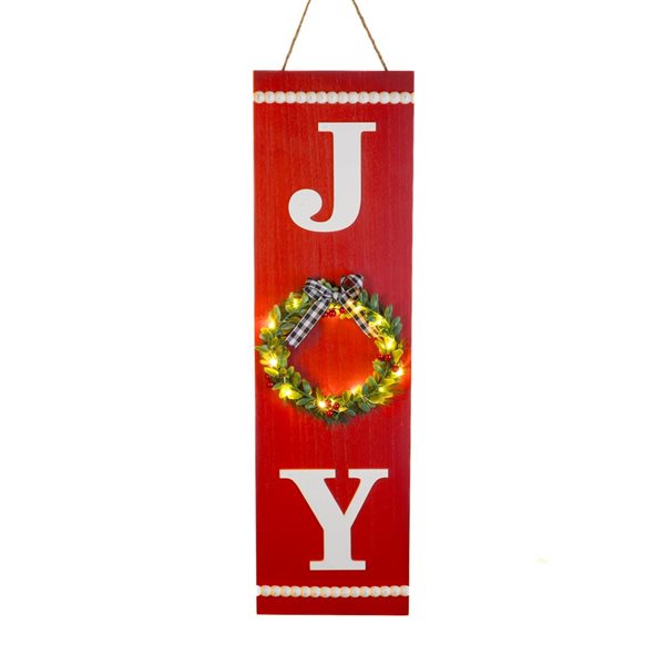 Starlight Collection Red Joy LED Wall Banner Hanging Decoration