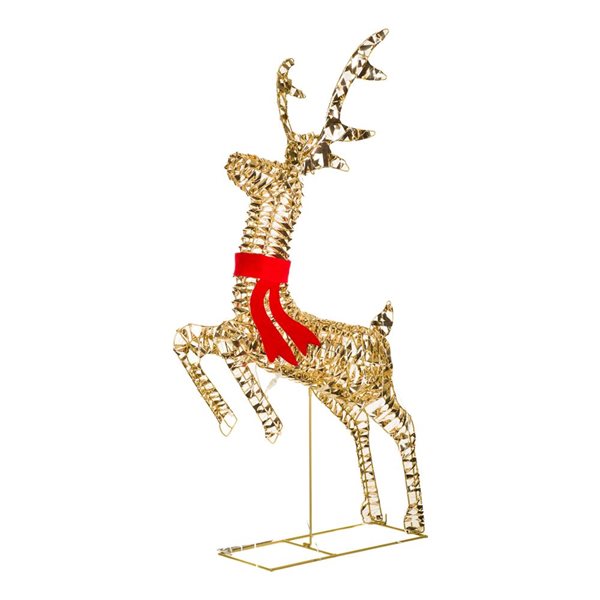 Starlight Collection Gold LED Ribbon Prancing Reindeer Freestanding ...