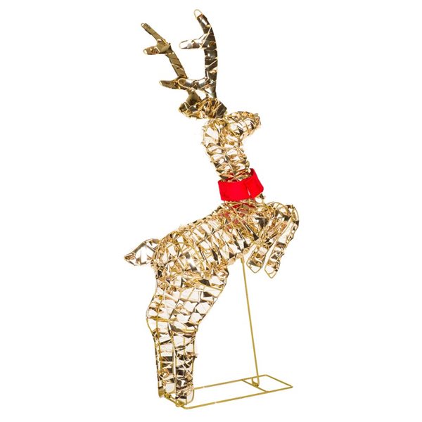 Starlight Collection Gold LED Ribbon Prancing Reindeer Freestanding Decoration