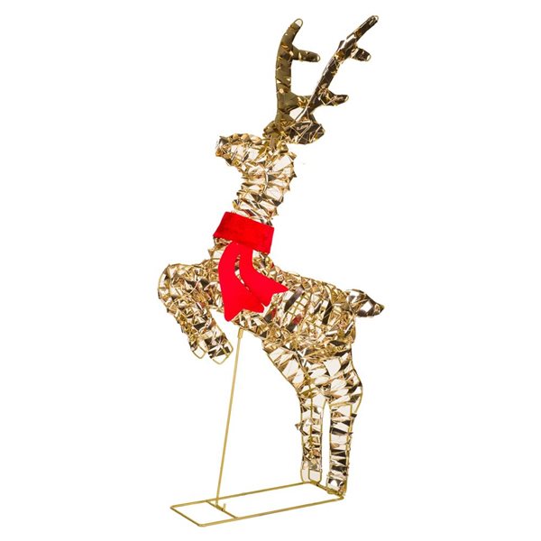 Starlight Collection Gold LED Ribbon Prancing Reindeer Freestanding Decoration