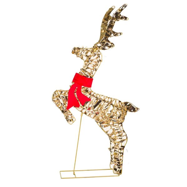 Starlight Collection Gold LED Ribbon Prancing Reindeer Freestanding Decoration
