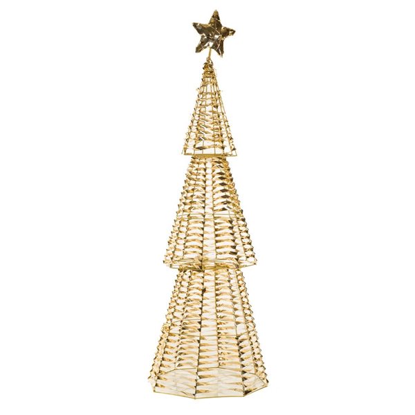 Starlight Collection Gold LED Ribbon Star-Topped Tree Freestanding ...