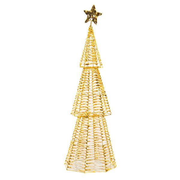 Starlight Collection Gold LED Ribbon Star-Topped Tree Freestanding Decoration