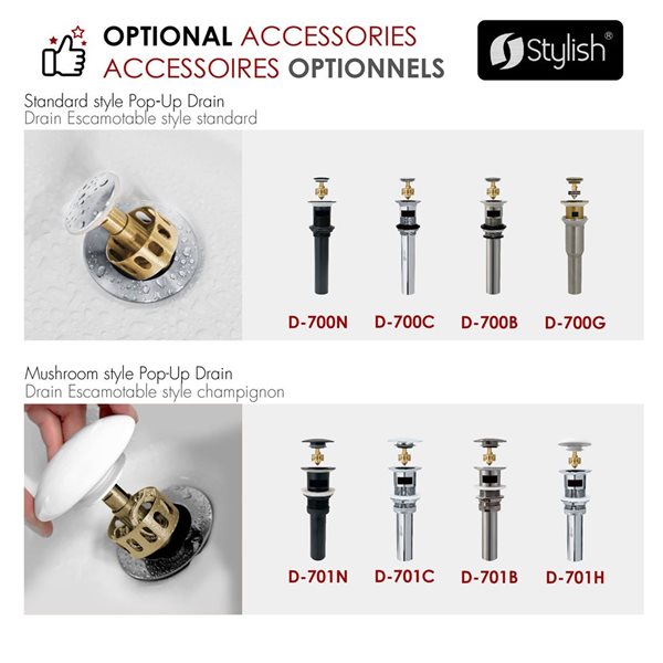 Set of 2 Stylish Rectangular 21.25 x 18-in Drop-in Bathroom Sinks w/ Overflow Caps - White