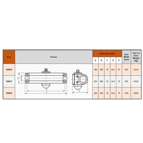 Tough Guard Heavy Duty Aluminum Door Closer 88 to 143-lb