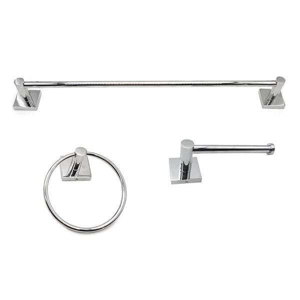 ToWo 3-Pcs Serenity Bathroom Accessory Set - Chrome