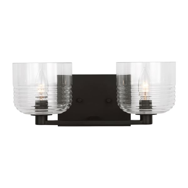 Generation Lighting Lochdale 2-Light Black Medium Vanity Light Bar