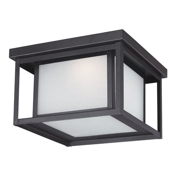 Generation Lighting Hunnington 10-in Black LED Outdoor Ceiling Flush Mount Light