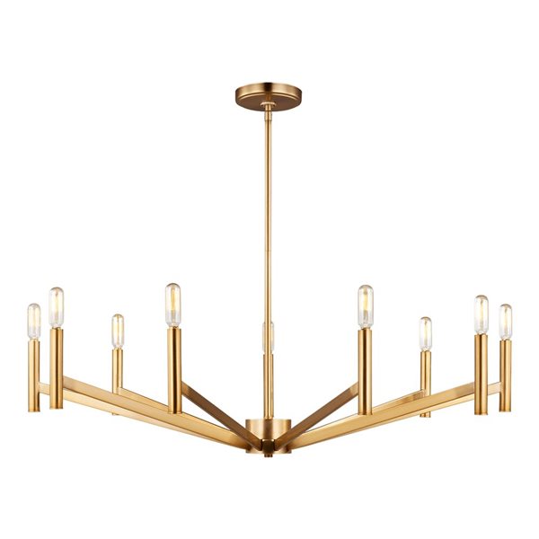 Generation Lighting Vector 36-in dia Satin Brass Metal 9-Light Modern Chandelier
