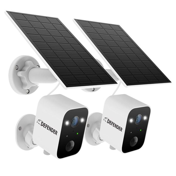 Defender Solar Powered 4K/8 MP AI Everwatch Wireless Outdoor Security Camera 2/Pck