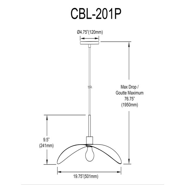Dainolite Christobel 20-in W Matte Black Metal 1-Light Modern/Contemporary Pendant Light