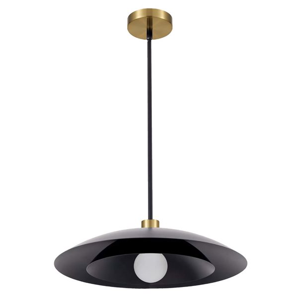 Dainolite Pima 17.75-in dia Matte Black Metal Transitional Cone-Shaped Pendant Light