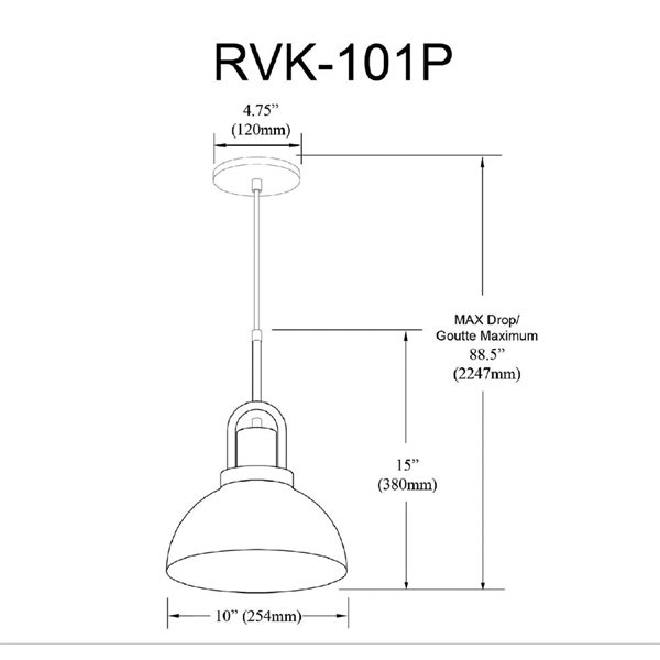 Dainolite Reveka 10-in dia Matte Black Metal Transitional Dome-Shaped Pendant Light