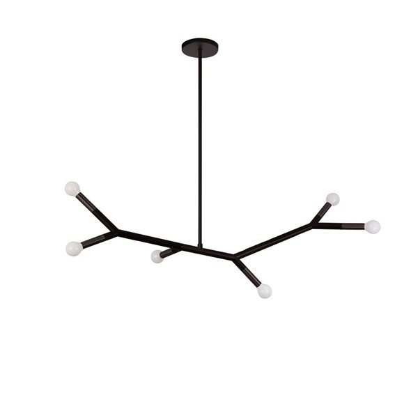 Dainolite Morgan 39.25-in W Matte Black Metal 6-Light Transitional Horizontal Pendant Light