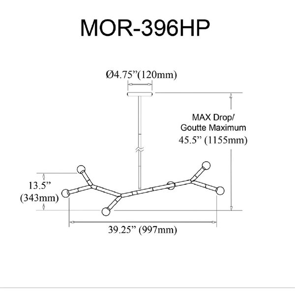 Dainolite Morgan 39.25-in W Matte Black Metal 6-Light Transitional Horizontal Pendant Light