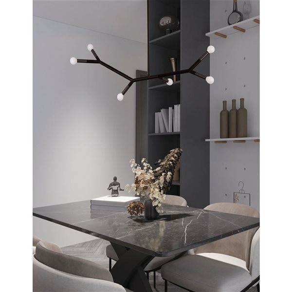 Dainolite Morgan 39.25-in W Matte Black Metal 6-Light Transitional Horizontal Pendant Light