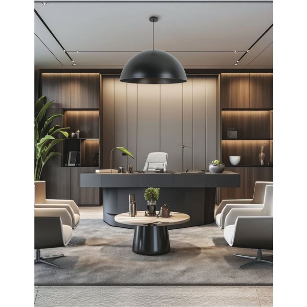 Dainolite Ofelia 31.5-in dia Matte Black Metal 1-Light Transitional Dome-Shaped Pendant Light
