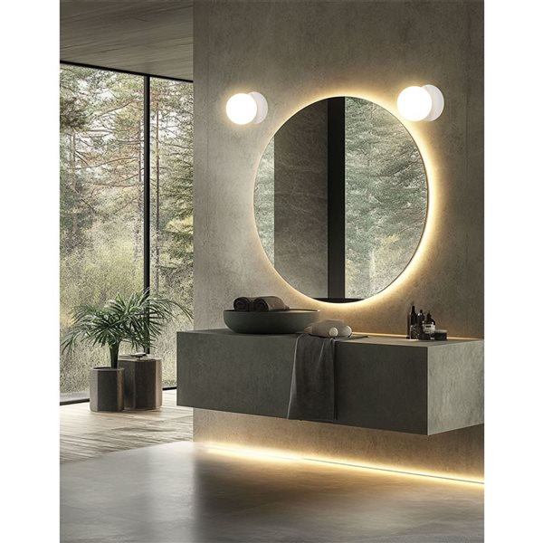 Dainolite Burlat 6-in dia White Contemporary Wall Sconce w/ Alabaster Opal Glass