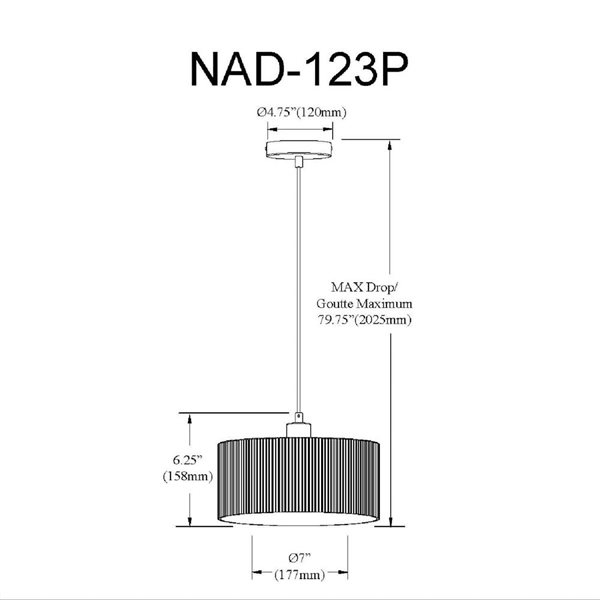 Dainolite Nadine 7-in dia Matte Black Metal Transitional Pendant Light w/ Fluted Clear Glass Shade