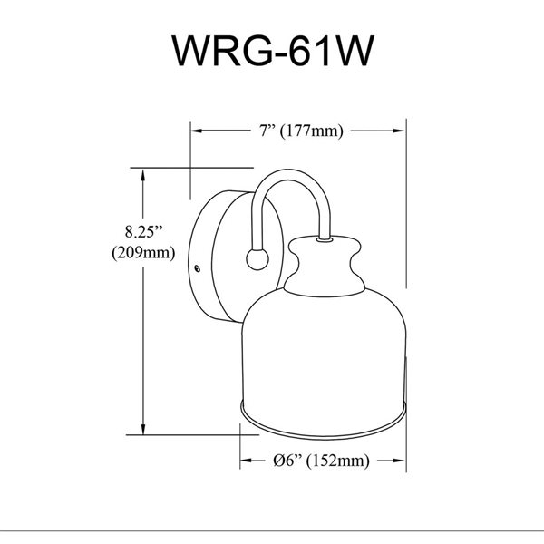 Dainolite Wrigley 6 dia x 8.25-in H Matte Black Metal 1-Light Transitional Wall Sconce