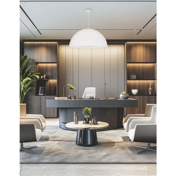 Dainolite Ofelia 31.5-in dia Matte White Metal 1-Light Transitional Dome-Shaped Pendant Light