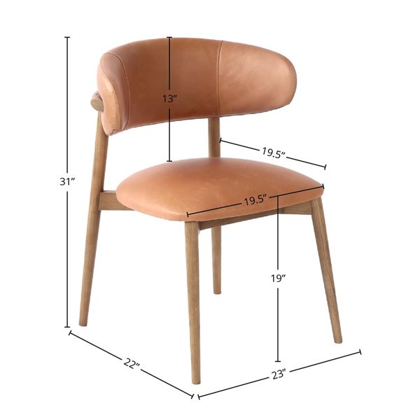 LH Home Milo Hazelnut Open Back Dining Chair