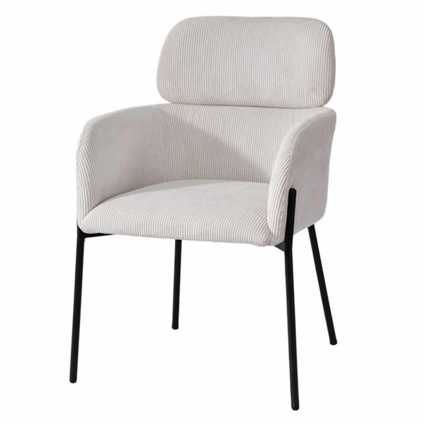 LH Home Allegra Corduroy White Solid Back Dining Chair