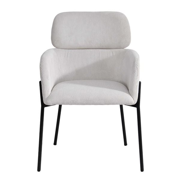 LH Home Allegra Corduroy White Solid Back Dining Chair