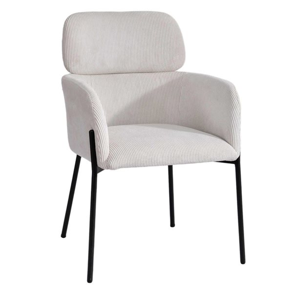 LH Home Allegra Corduroy White Solid Back Dining Chair