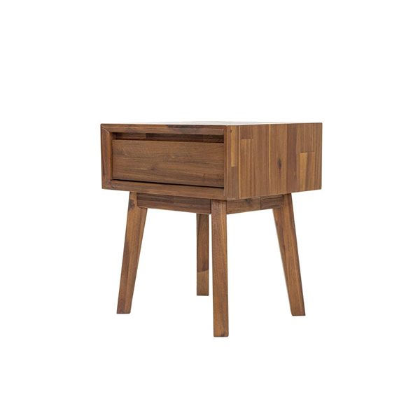 LH Home Gia 1-Drawer Warm Pecan Acacia Nightstand