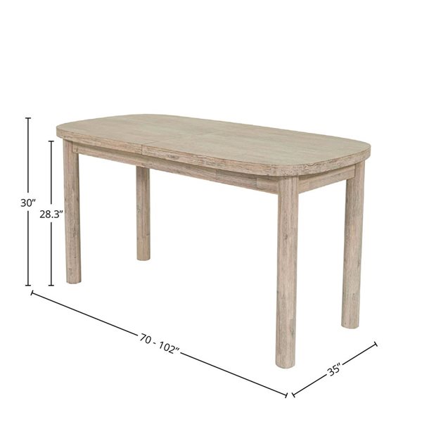 Oasis 70/102-in Natural White Washed Wood Rectangular Extension Dining Table