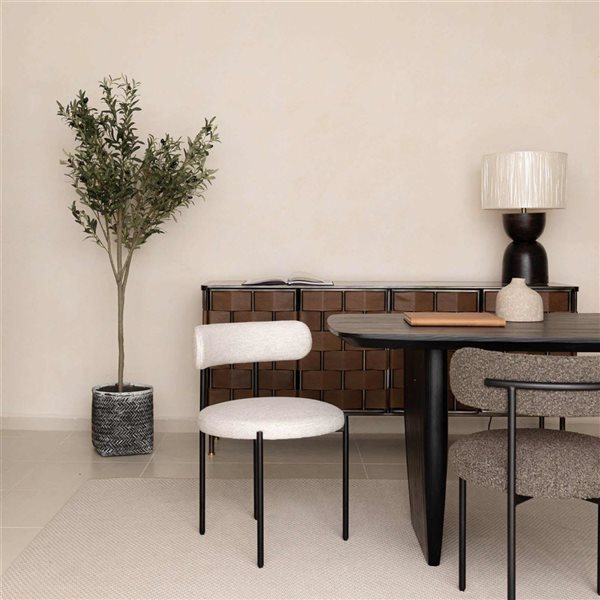 LH Home Cleo Set of 2 Macadamia Travertine Open Back Dining Chair